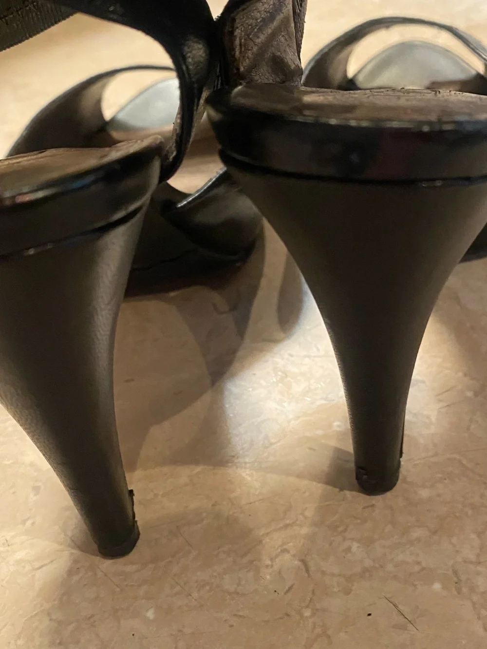 Moda Black Peep-Toe Ankle-Strap Heels